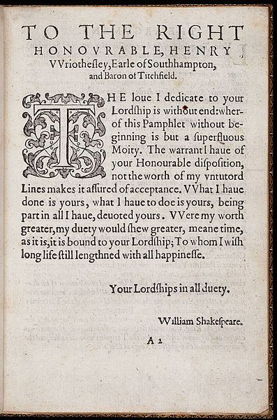 File:Dedication page of The Rape of Lucrece by William Shakespeare 1594.jpg