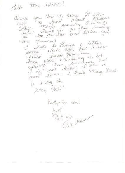 Brian Coleman Letter to Yala Korwin