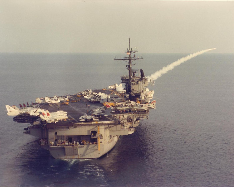 Missle launch off the USS Kennedy, 1983.