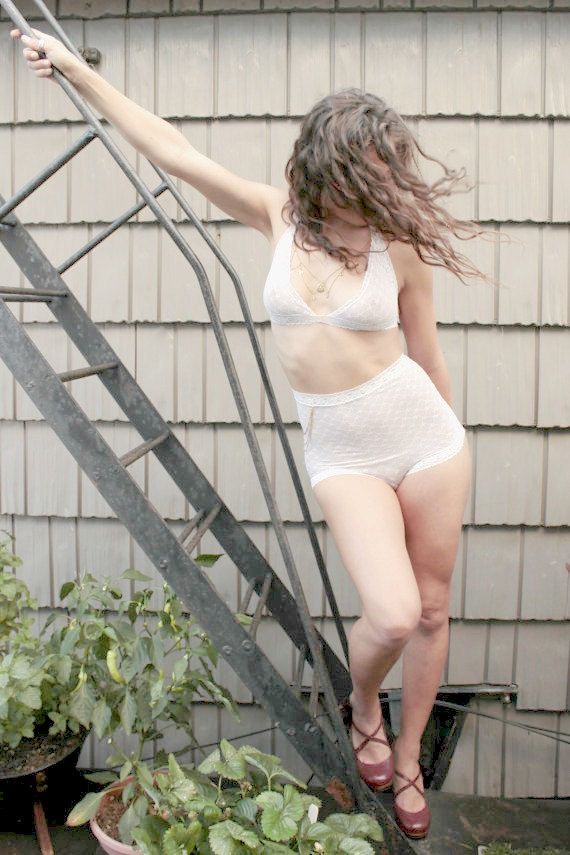 lingerie set 'Svetlana' one of a kind handmade SIZE by ImpishLee, $98.00