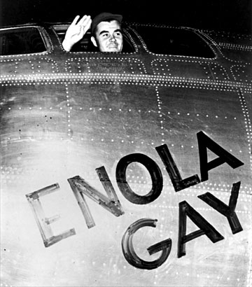 Colonel Paul Tibbets aboard the Enola Gay